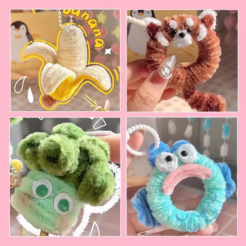 100pcsลวดกำมะหยี่DIY 8mmแท่งบิด สีสันสดใส นุ่มและยืดหยุ่น งานดอกไม้ สำหรับงานฝีมือ การตกแต่งบรรยากาศ thumbnail 7