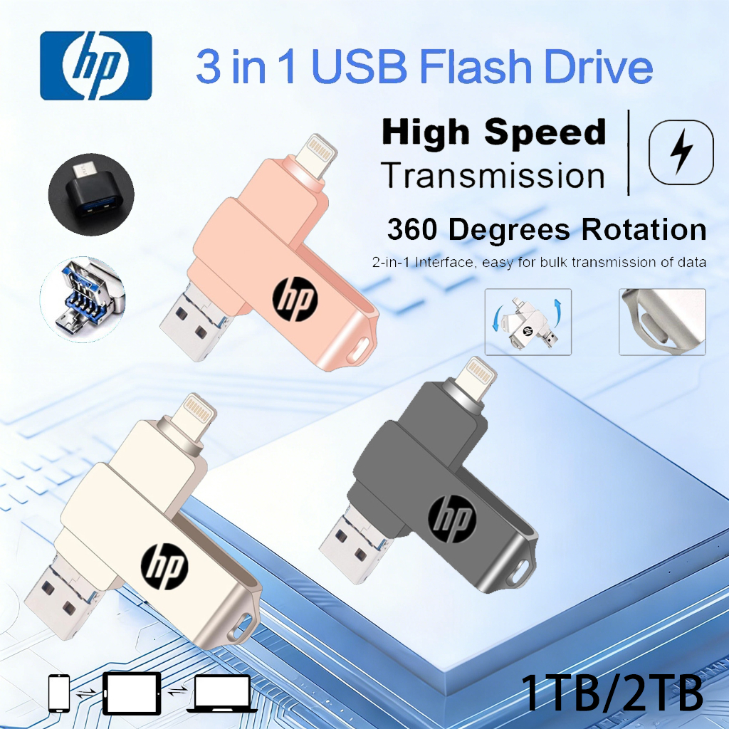 Hp flashdrive ios Type-C 1TB/2TB 4 in 1 FlashDrive 3 in 1 iPhone Dual Drive External Storage Pendriv