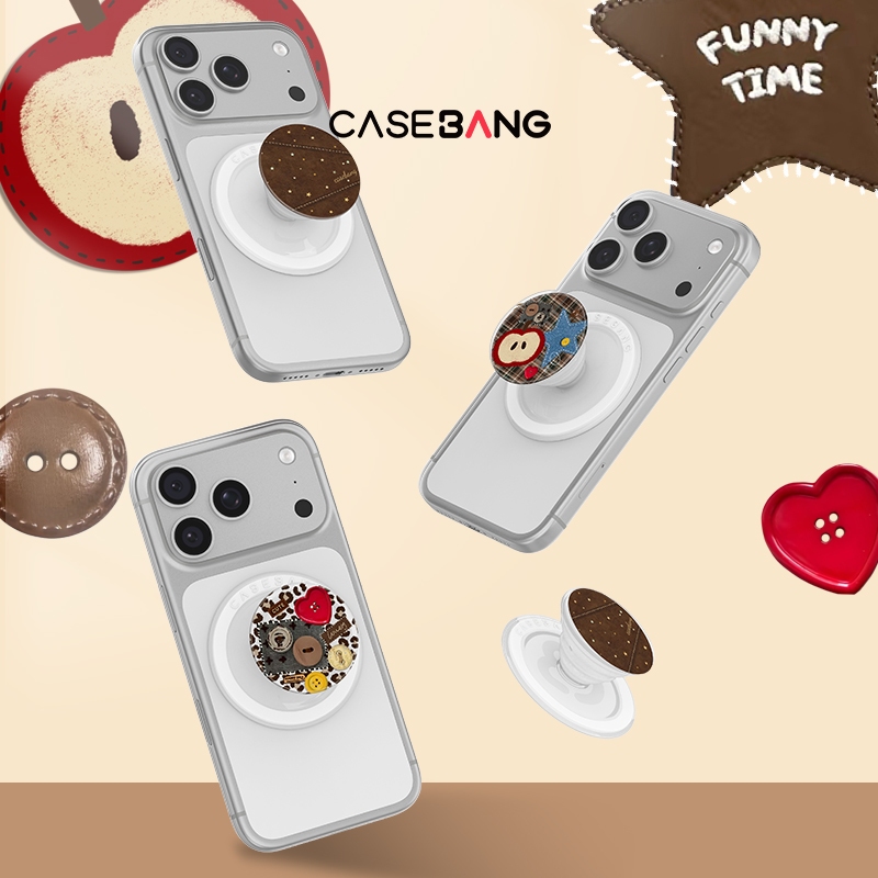 Casebang Magnetic Chocolate Series Pop Grip, Pop Grip ถุงลมนิรภัยแบบบางที่ถอดออกได้, ที่วางโทรศัพท์น้ําหนักเบา, ขาตั้งหลายมุม, เข้ากันได้กับ iPhone 12–17 เคสแม่เหล็ก