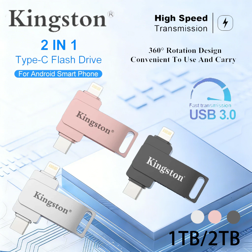 Kin/g/ston Pendrive USB Stick Key USB 512GB 1TB/2TB โลหะ TYPE-C ใช้งานร่วมกับ 2 in 1 แฟลชไดรฟ์ Type C 1TB แฟลชไดรฟ์ Type C 512GB iPhone แฟลชไดรฟ์ 256GB iPhone