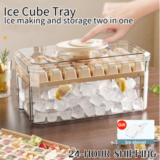 Ice Lattice Ice Cube Tray With Lid and Bin 2 Pack Ice Cube Molder 64 PCS