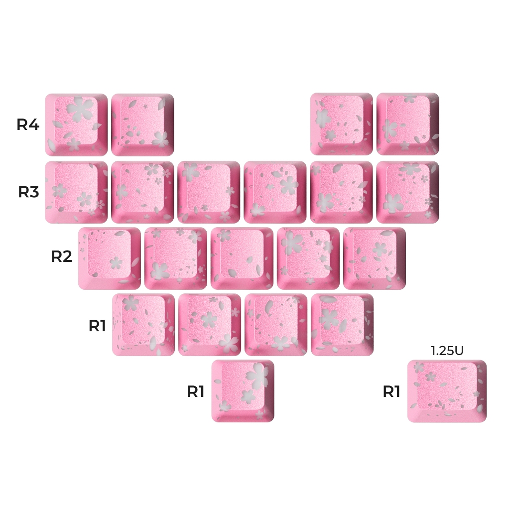 XVX FlutterBloom Theme Keycaps - ชุดน่ารักโปรไฟล์ OEM 21 คีย์พร้อม IMD เข้ากันได้กับสวิตช์ MX