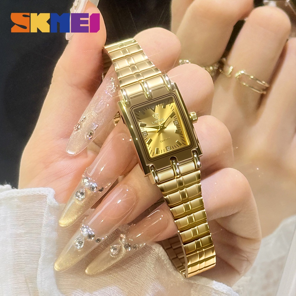 【ซื้อ 1 แถม 1】สุขสันต์วันสงกรานต์ Skmei นาฬิกากันน้ำ ของขวัญ นาฬิกาผู้หญิง/นาฬิกาผู้ชาย นาฬิกาสีทอง 100% เมตร แฟชั่น กันน้ำ นาฬิกาข้อมือควอตซ์