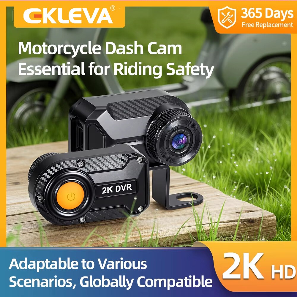 EKLEVA 2K 30fps Dash Cam DVR กล้องวิดีโอสําหรับรถจักรยานยนต์/หมวกกันน็อค กล่องดํา
