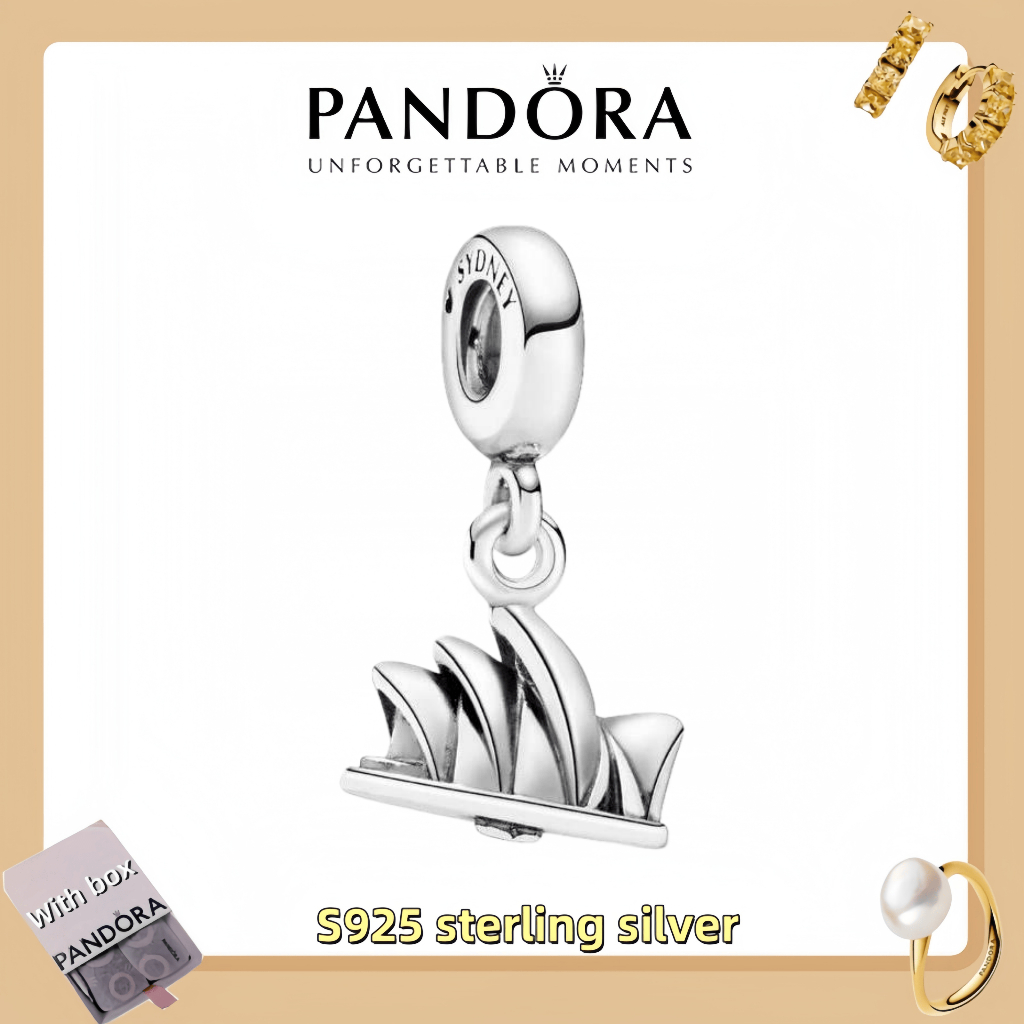 เครื่องประดับเงินสเตอร์ลิง S925 Pandora Sydney Opera House Dangle Charm สำหรับผู้หญิง (พร้อมกล่อง)