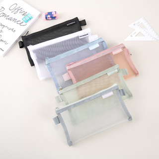 อนุญาต คู่ซิปตาข่ายกรณีดินสอที่เรียบง่ายใสกระเป๋าดินสอนักเรี…