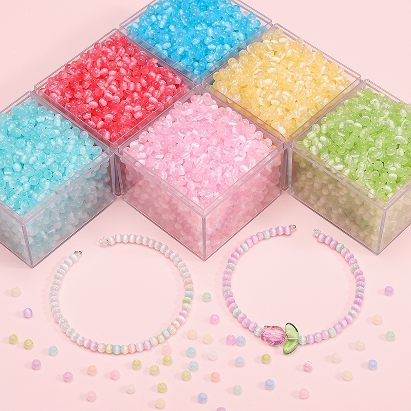 วัสดุทำเครื่องประดับ DIY แก้วผสมสีลูกปัด 10 กรัม/ถุง เหมาะสำหรับสร้อยข้อมือ สร้อยคอ และต่างหู