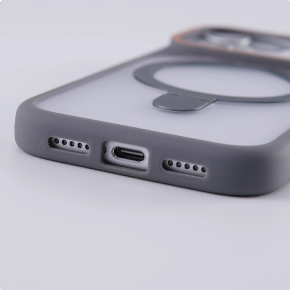 【With Bracket/Large window/Matte acrylic hard case/Gray】เคส compatible for iPhone 11 12 13 14 15 16 17 pro max case ราคา ถูกที่สุด ดีลบีเคเค แกลเลอรีภาพที่ 6