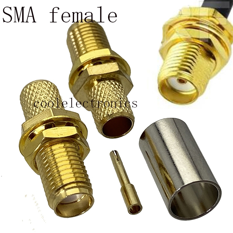 5pcs SMA หญิง Crimp Connector สําหรับ RG8X RG-8X LMR240 RG59 50-4 Coaxial Coax Cable