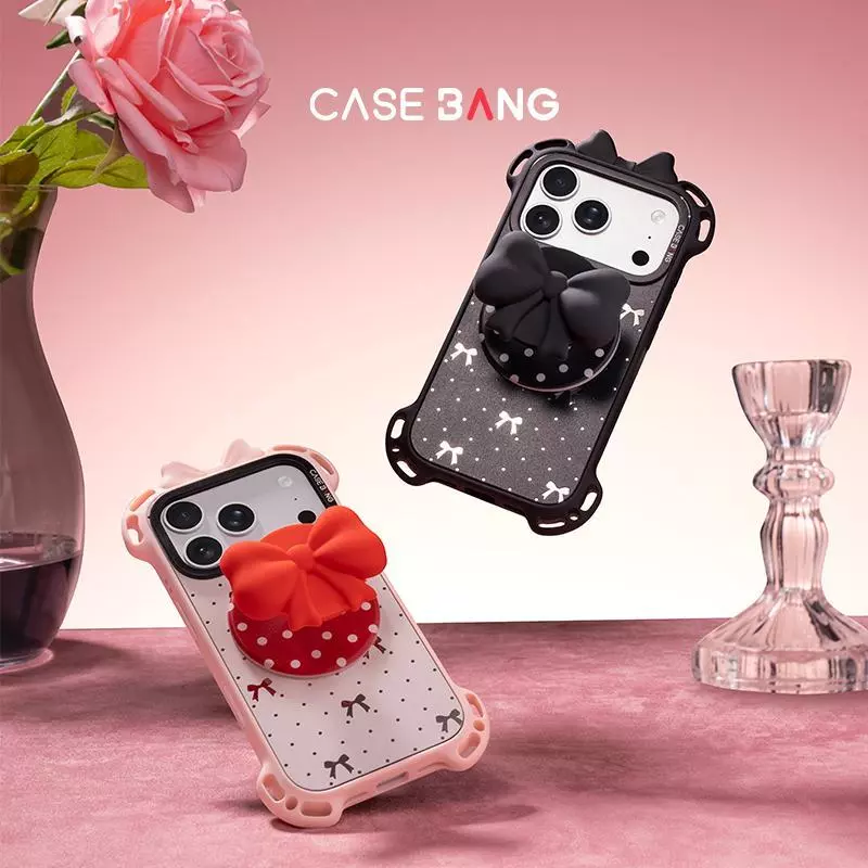 CASEBANG 3D Magnetic Pop Grip-Ballet Bow Series, ขาตั้งแบบบางและหลายมุม, เข้ากันได้กับ iPhone 12–17