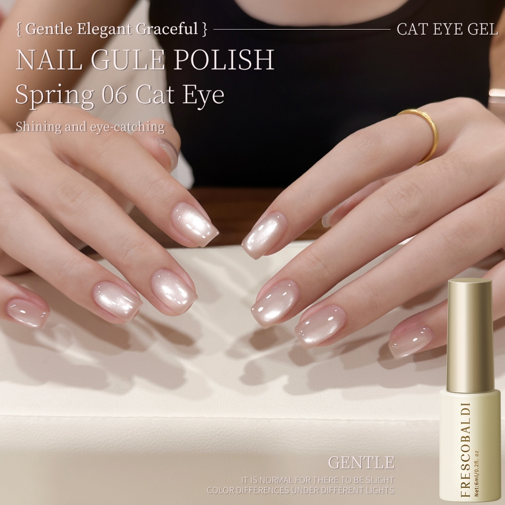 FRESCOBALDI 6ml Fantasy Pink Cats Eye Gel ยาทาเล็บ Lasting Gloss เหมาะสําหรับร้านทําเล็บและทุกสีผิว