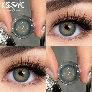 KSSEYE คอนแทคเลนส์ 2 ชิ้น Hybrid Kitten Series สีเทา/เขียว/น้ําเงิน 14.2 มม. เลนส์อ่อน 1 ปีใช้