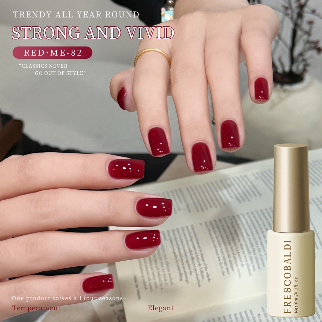FRESCOBALDI 6ml-Classic Red Gel Nail Polish Long-Lasting Color Rendering เหมาะสําหรับร้านทําเล็บและ DIY ใช้