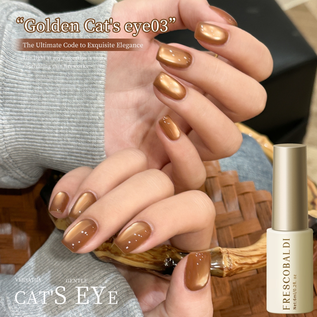 FRESCOBALDI 6ml- ยาทาเล็บเจลสีส้มอ่อนแบบแคทอาย เหมาะสำหรับใช้ในร้านเสริมความงามและใช้ในชีวิตประจำวัน