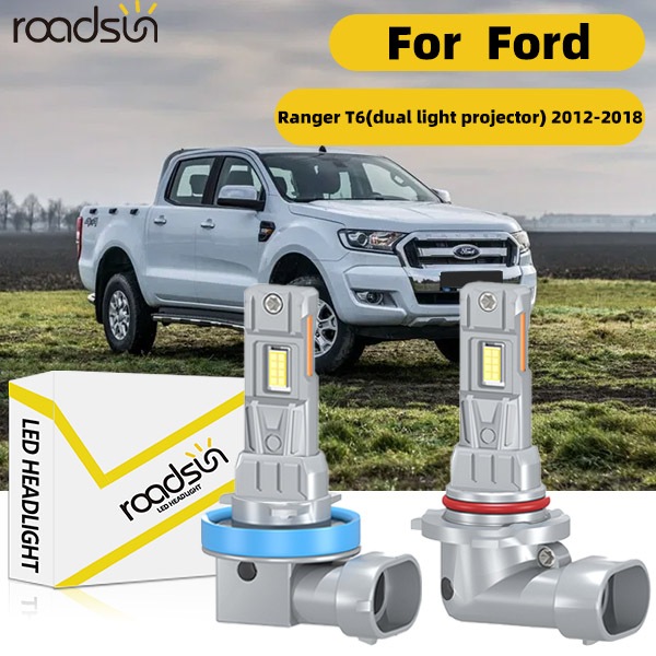 Fit สําหรับ Ford Ranger T6 (โปรเจคเตอร์แสงคู่) 2012-2018 ไฟหน้ารถหลอดไฟฮาโลเจนสีขาวพิเศษ 800% ความสว่าง High Beam Low Beam 100W 6000K 20000LM Plug-N- Play Canbus ไม่มีข้อผิดพลาด