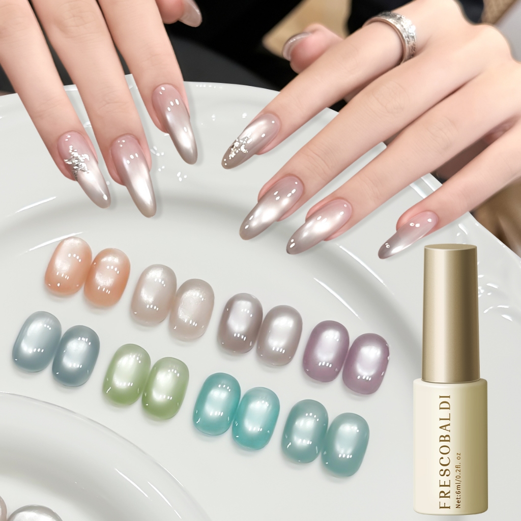 FRESCOBALDI 6ml Glacier Blue Cats Eye Gel ยาทาเล็บ Long-Lasting Gloss เหมาะสําหรับร้านทําเล็บและ DIY