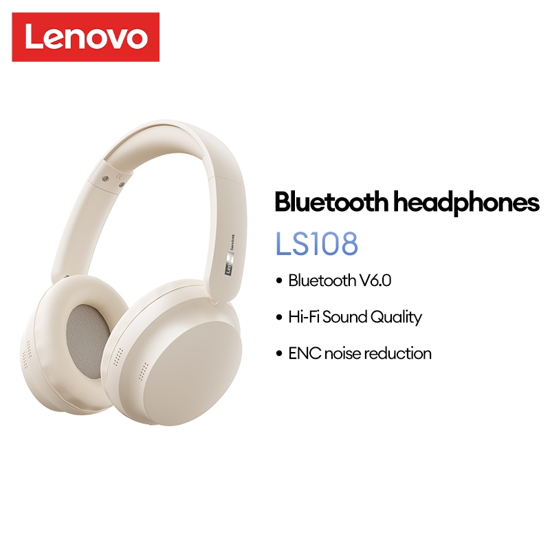 Lenovo LS108 บลูทูธ Headhone ไฮไฟคุณภาพเสียง ENC ความละเอียดสูงลดเสียงรบกวน Audio-Visual Synchronization กันเหงื่อและสะดวกสบายบลูทูธ 6.0