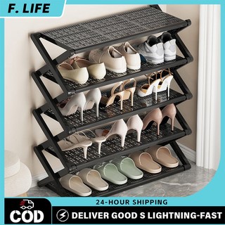 4/5-Tier Foldable Shoe Rack | Stackable Stainless Steel Shoe Organizer | Colorful & Space-Saving Storage