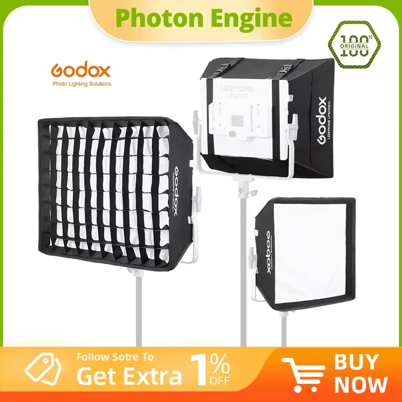 Godox Softbox พร้อมอุปกรณ์เสริมตารางเหมาะสําหรับ Godox LP400/LP600/LP1200 เน้นไฟ LED วิดีโอ