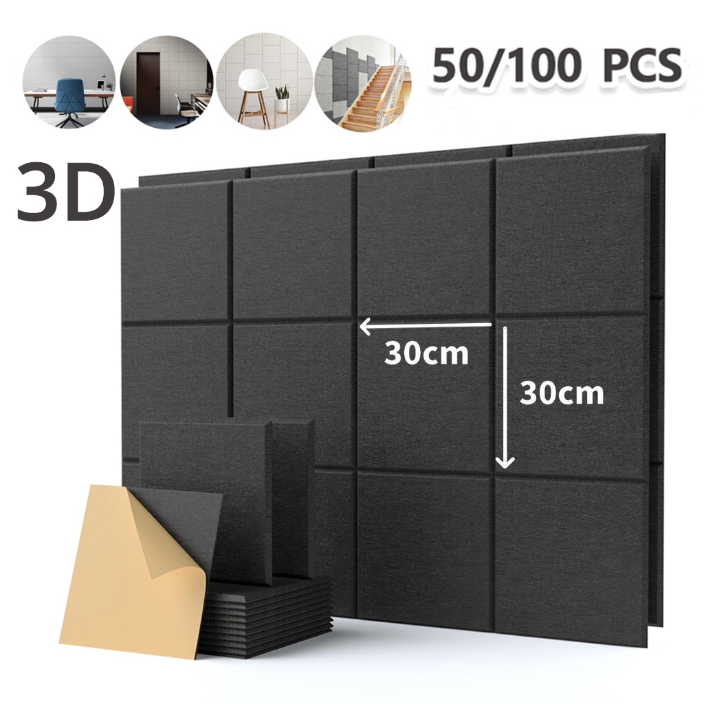 แผงโฟมอะคูสติก 3D(100แพ็ค)โฟมกันเสียงสะท้อน แผ่นเก็บเสียงห้อง มีกาวในตัว ผนังห้องซ้อมดนตรี ห้องเกมส์