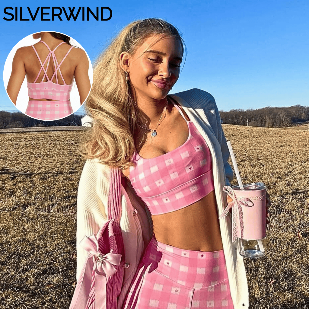 ซิลเวอร์วินด์ ตุ๊กตาบาร์บี้ดาวสีชมพูสปอร์ตบราสําหรับผู้หญิงโยคะพิลาทิสออกกําลังกายยิมนุ่มไร้รอยต่อระบายอากาศ