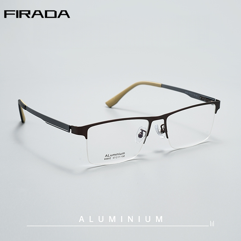 FIRADA 2026 แฟชั่นแว่นตาสบาย Retro Square Half กรอบแว่นตา Prescription กรอบแว่นตาสําหรับชาย 66802SF