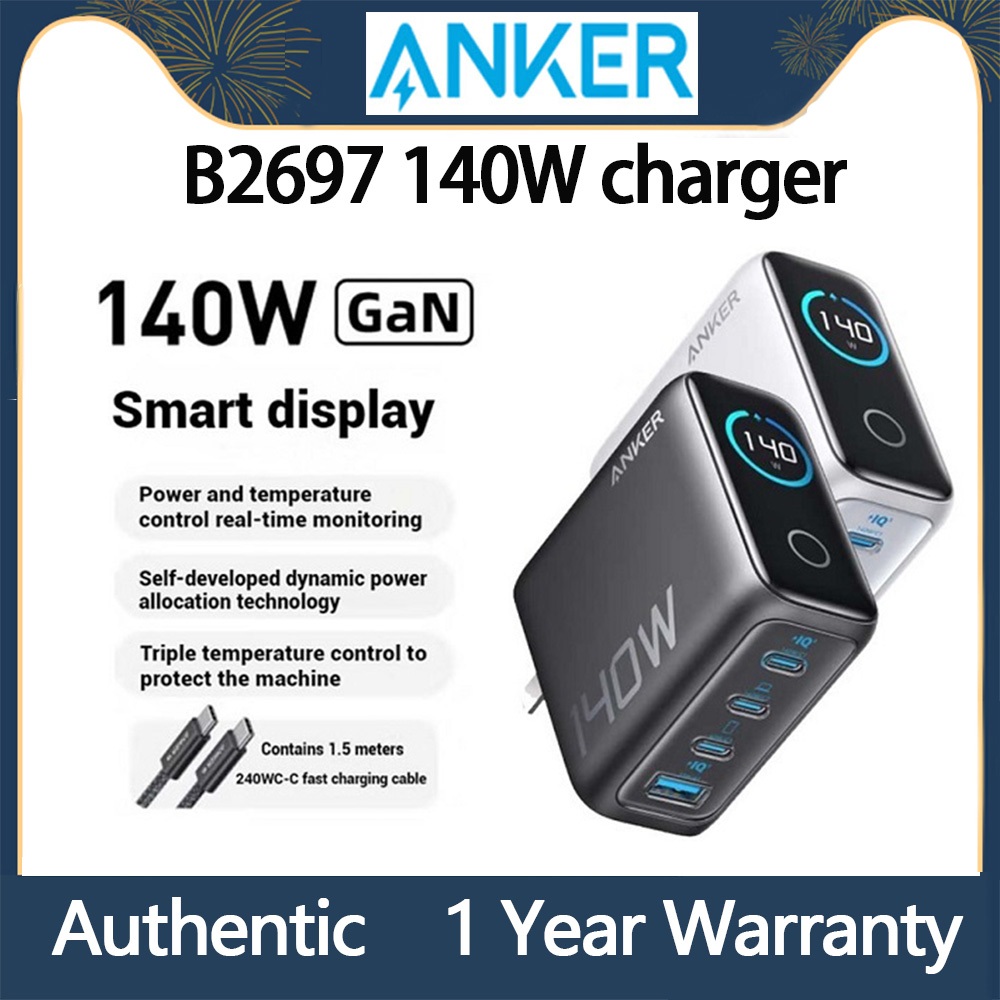 Anker B2697 140W เครื่องชาร์จกําลังสูง PD หลายพอร์ตชาร์จเร็ว 4-Port, PD 3.1 พร้อม