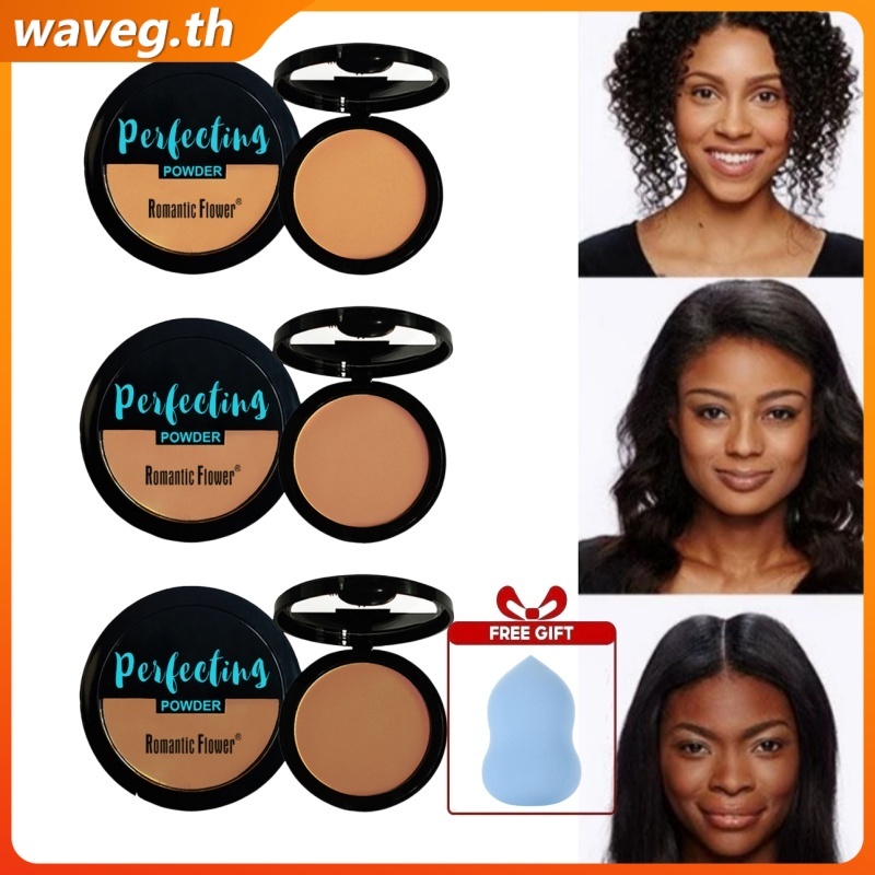 3 สี [ของขวัญฟรี] แป้งฝุ่นเนื้อแมทต์สีโรแมนติก ติดทนนาน กันน้ำ เครื่องสำอางแต่งหน้าธรรมชาติ แป้งฝุ่นพร้อมพัฟ WAVETH