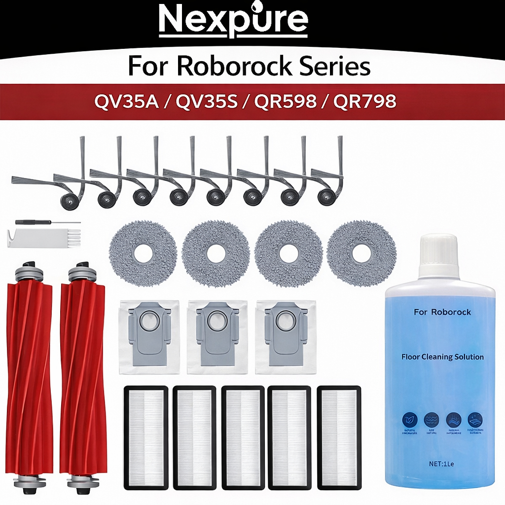 สําหรับ Roborock QV35A / QV35S / QR598 / QR798 ชุดอะไหล่ทดแทนพร้อมน้ํายาทําความสะอาดพื้น