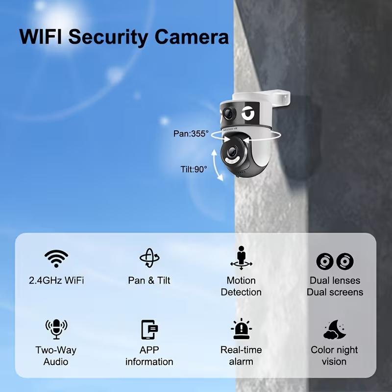 O-KAM PRO 3MP + 4k HD Dual เลนส์กล้องวงจรปิดกันน้ํากลางแจ้ง Night Vision Two-Way Talk 2.4G WIFI เกีย