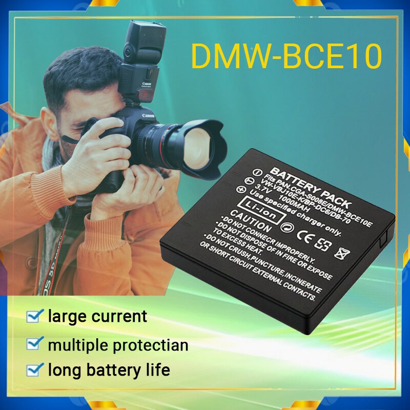 DMW-BCE10 BCE10 CGA-S008E S008E DB70 แบตเตอรี่, เหมาะสําหรับ Panasonic Lumix DMC-FS5 DMC-FS20 DMC-FX