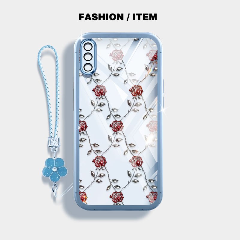 YBD Clear Case สําหรับ Samsung Galaxy A50 A50S A30S A307 A03S A02S M02S A025 A307 เกล็ดหิมะกวาง Rose