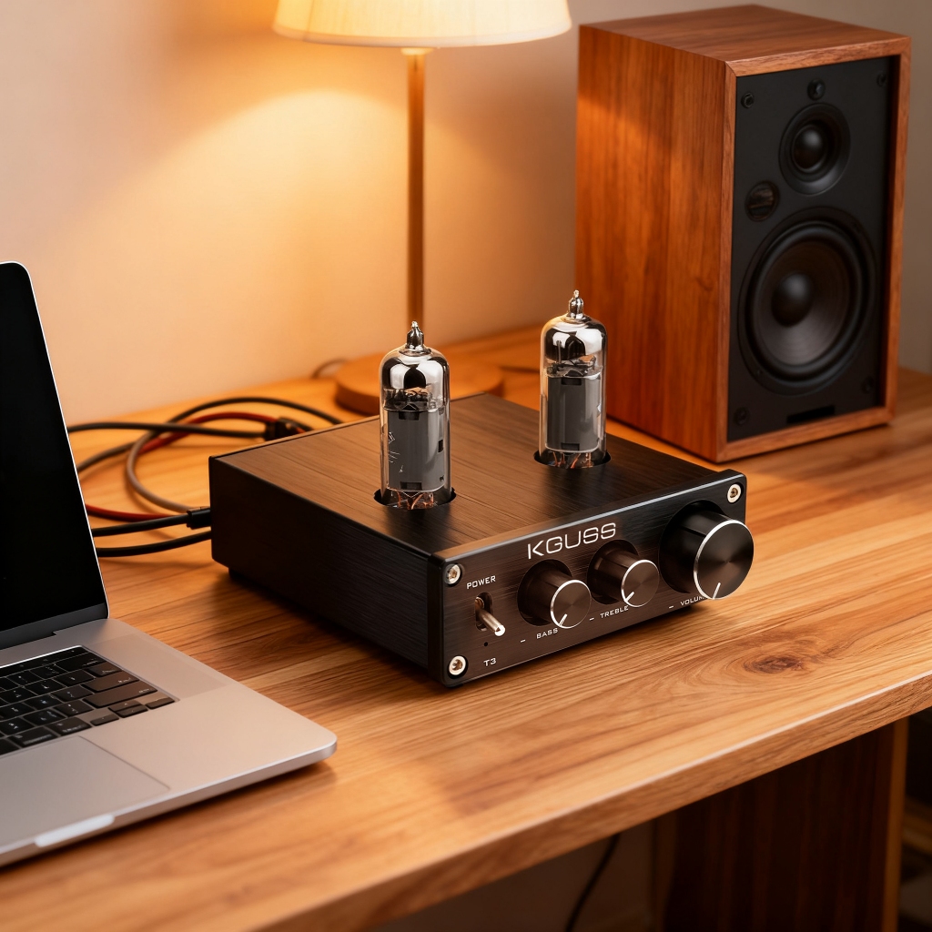 KGUSS T3 Mini HiFi Audio Preamplifier 6K4 สูญญากาศหลอดเครื่องขยายเสียงบัฟเฟอร์ Treble Bass ปรับ RCA Preamp