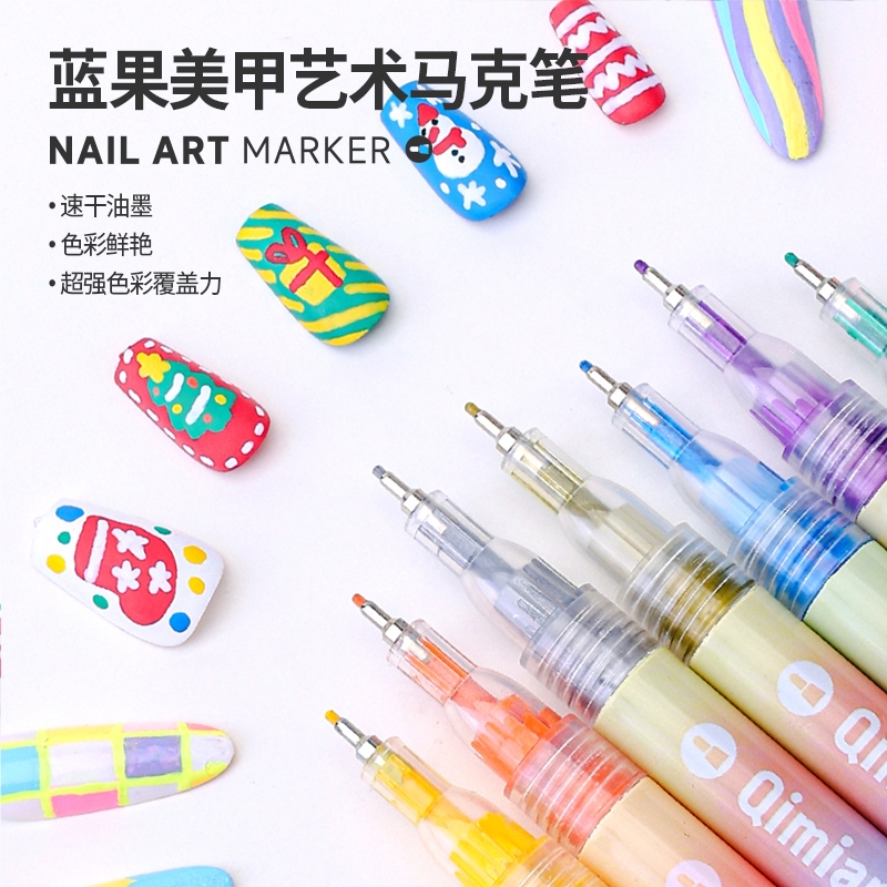 12 สีชุดเล็บเครื่องหมาย DIY เล็บ 0.5 มม.ปลายละเอียดสําหรับเจลและเล็บอะคริลิค Dotting ปากกาภาพวาดตกแต่งปากกาหยิบเครื่องมือ
