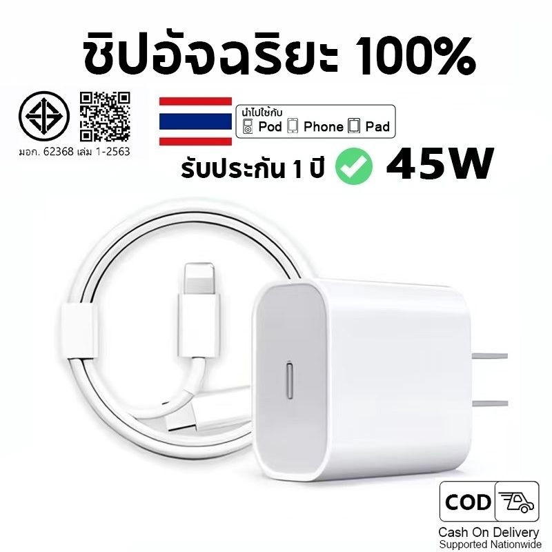 ชุดชาร์จ PD 45W สายชาร์จ Type C to L หัวชาร์จเร็ว Fast Charger สำหรับ i5-17 PRO MAX