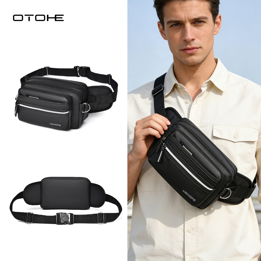 OTOHE ผู้ชายแฟชั่นหลายชั้นความจุขนาดใหญ่ที่เดินทางมาพักผ่อนกระเป๋าหน้าอกกันน้ําน้ําหนักเบากีฬาถนนกระเป๋าหน้าอก