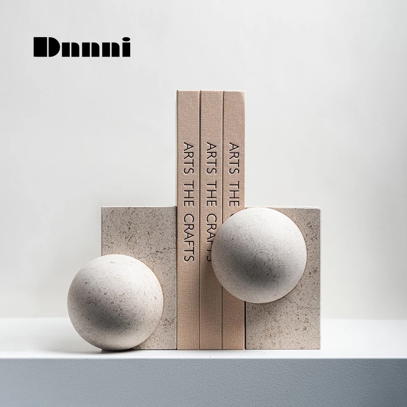 Dnnni ที่ยึดหนังสือหินอ่อนสีครีมรูปครึ่งวงกลม - รูปที่ 1