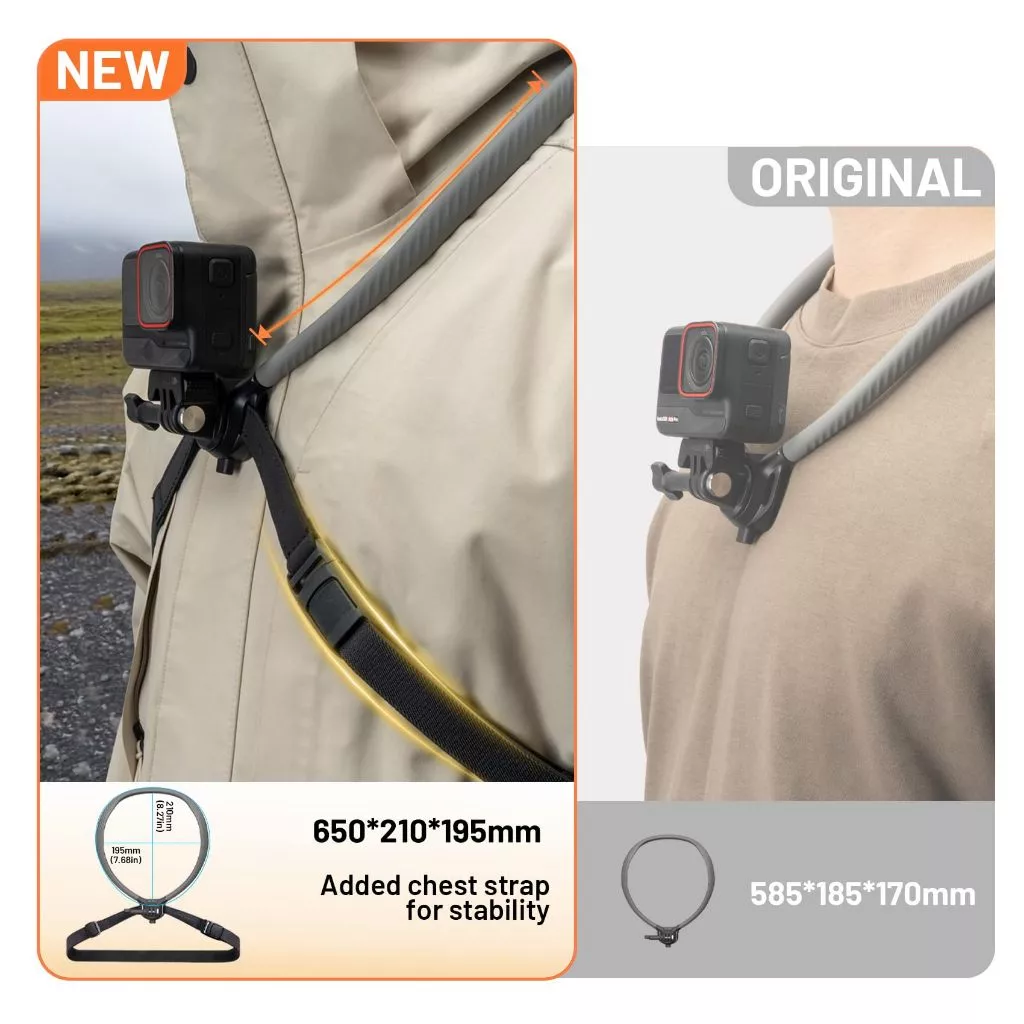 【ร้านค้าอย่างเป็นทางการ】PGYTECH CapLock™ Action Camera Neck Mount Max - รุ่นขยาย ที่ยึดกล้องแอ็คชั่นแบบคล้องคอสำหรับถ่ายวิดีโอแบบแฮนด์ฟรี POV พร้อมสายรัดหน้าอกปรับได้ สำหรับ DJI OSMO Action, GoPro Hero, Insta360 thumbnail 4