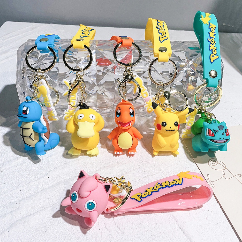 Pokemon พวงกุญแจ จี้การ์ตูนโปเกม่อน Pikachu Squirtle Charmander Bulbasaur Jigglypuff Psyduck Keyring
