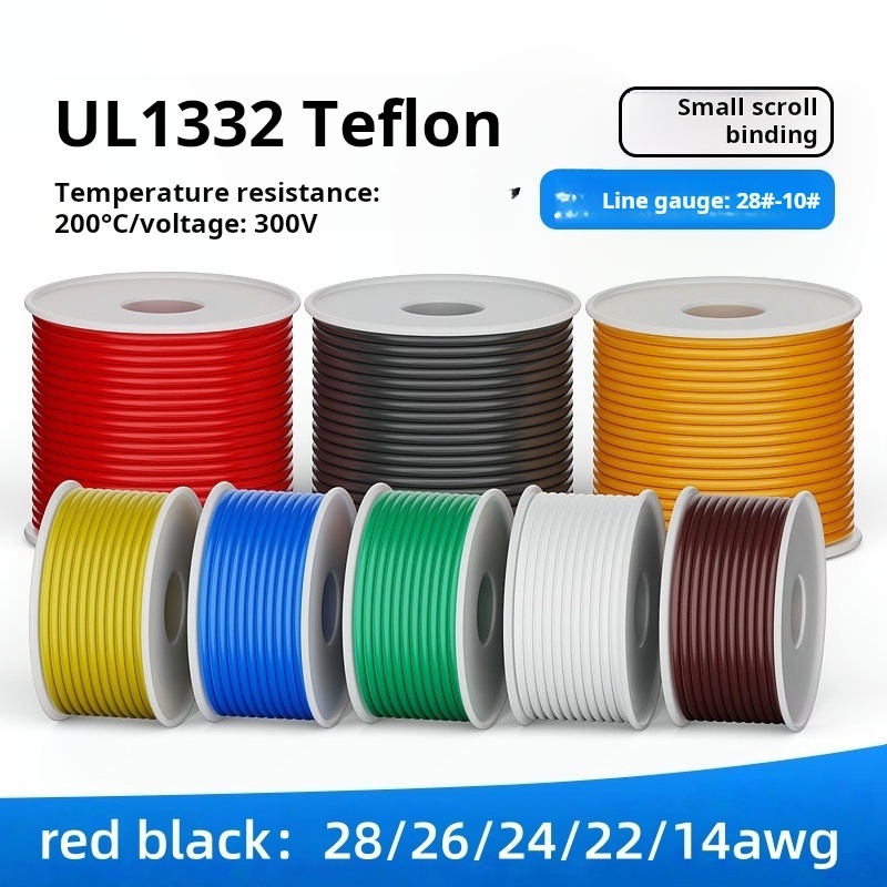 UL1332 ลวดอุณหภูมิสูงเทฟลอน 28/26/24/22/14 AWG ทนอุณหภูมิ 200 ° C ลวดทนกรดด่างทนน้ํามัน