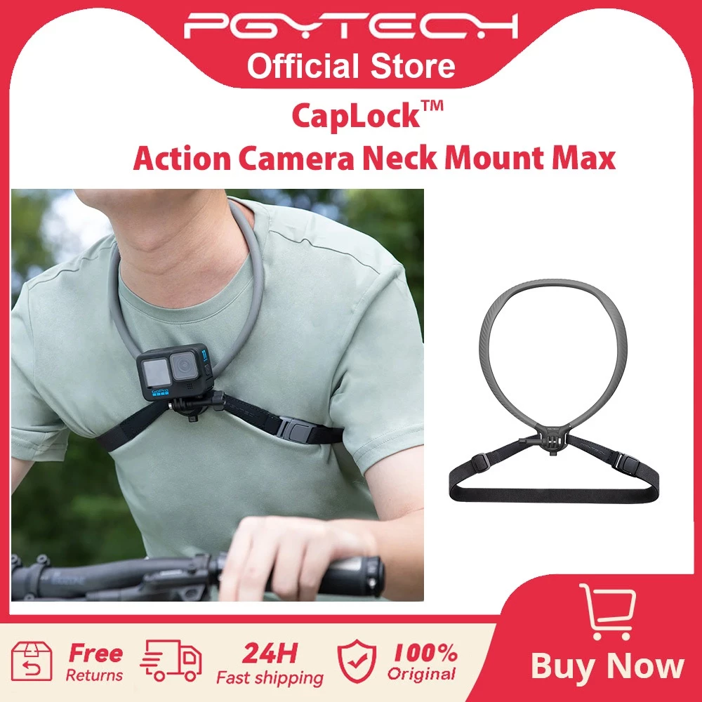【ร้านค้าอย่างเป็นทางการ】PGYTECH CapLock™ Action Camera Neck Mount Max - รุ่นขยาย ที่ยึดกล้องแอ็คชั่นแบบคล้องคอสำหรับถ่ายวิดีโอแบบแฮนด์ฟรี POV พร้อมสายรัดหน้าอกปรับได้ สำหรับ DJI OSMO Action, GoPro Hero, Insta360