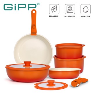 GiPP Nonstick เซรามิค Rock ชุดเครื่องครัวจับที่ถอดออกได้ 11 …