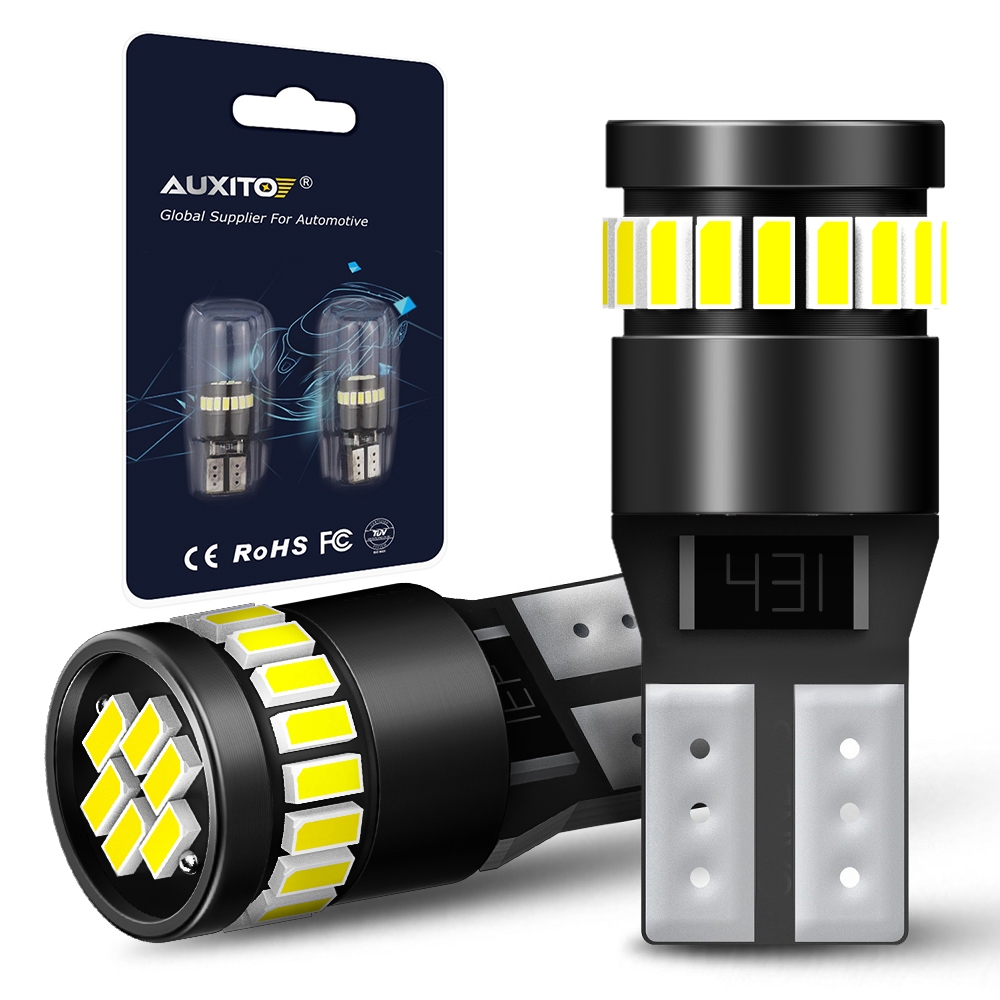 AUXITO 2 ชิ้น หลอดไฟแคนบัส T10 W5W LED 194 168 ชิป 3014 สําหรับจอดรถยนต์