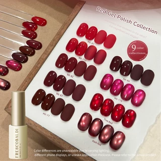 FRESCOBALDI 6ml สไตล์ใหม่ปีใหม่ Red Series เจลยาทาเล็บ Lasting Gloss เหมาะสําหรับร้านทําเล็บและบ้าน DIY