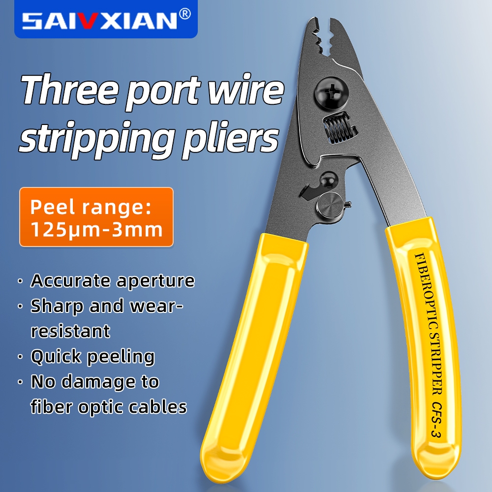 SAIVXIAN FTTH เครื่องปอกเครื่องมือ CFS-3 สามพอร์ต Fibre Stripper สามรู Wire Stripper คีม