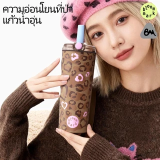 BLOOMMARK สินค้าใหม่โปรโมชั่นเสือดาวพิมพ์ Thermos ถ้วยกีฬาแบบพกพาอัพเกรด 316L เซรามิค Liner Craft ขายร้อนถ้วยกาแฟของแท้ขนาดใหญ่ความจุ