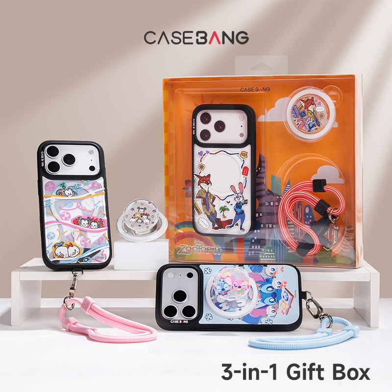 CASEBANG X Disney 3 in 1 Gift Box for iPhone Magnetic Phone Case with Lanyard and Stand iPhone 14-17