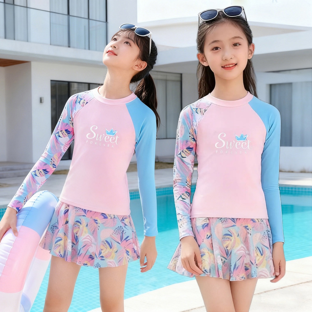 ชุดว่ายน้ำเด็กผู้หญิงสไตล์วันพีซใหม่ล่าสุด | พร้อมกางเกงว่ายน้ำในตัว | เซ็ต 2 ชิ้น: ชุดว่ายน้ำ + กางเกงว่ายน้ำ | ดีไซน์แฟชั่นเกาหลี | ผลิตจากผ้าฝ้ายคุณภาพ สวมใส่สบายและระบายอากาศดี | เหมาะสำหรับเด็กอายุ 3-11 ปี สำหรับการว่ายน้ำและกิจกรรมต่าง ๆ ในวันหยุด. - รูปที่ 3