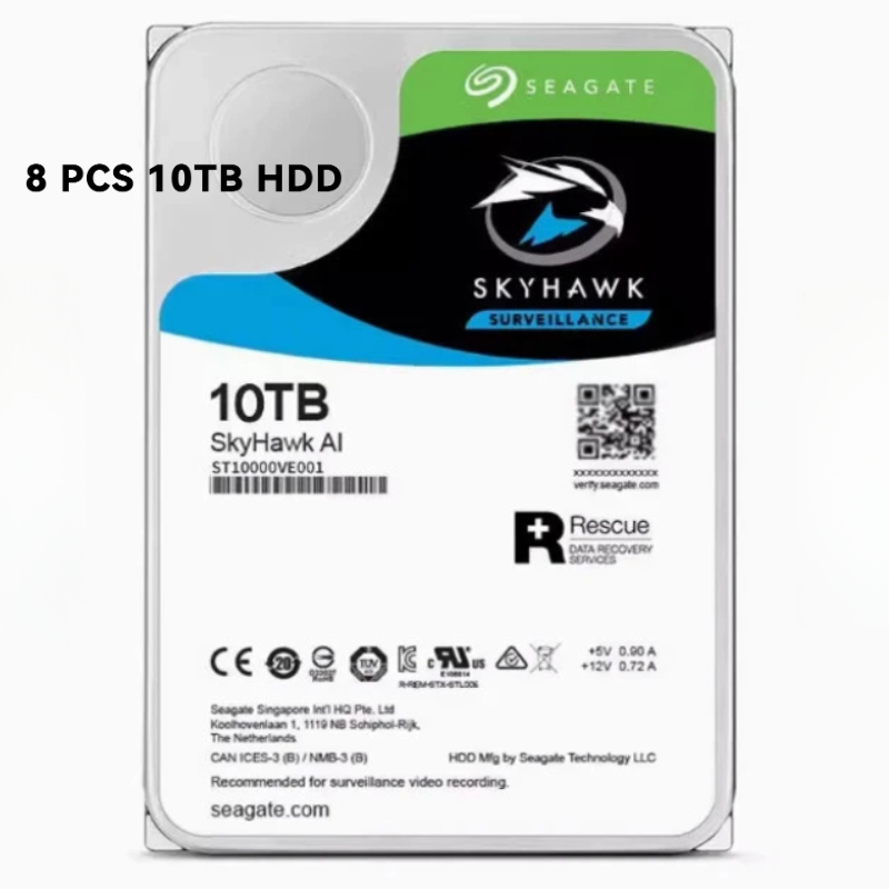 8PCS SkyHawk 10TB HDD SATA 6 กิกะไบต์/วินาที 256Mb 3.5 "ฮาร์ดดิสก์ไดรฟ์ใหม่ ST10000VE0008 ST10000VE0
