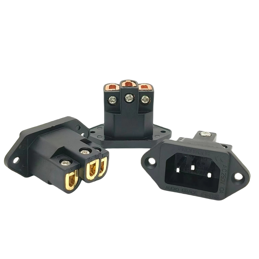 Furutech FI-06 ทองแดงบริสุทธิ์ Gold-Plated Rhodium-Plated เครื่อง Tail Socket HIFI Audio Power Amplifier เครื่อง CD Tail Socket AC Power Tail Socket ไม่มีการเชื่อม